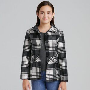 IZ Byer Girls Checked Short Coat | Size M (10/12)